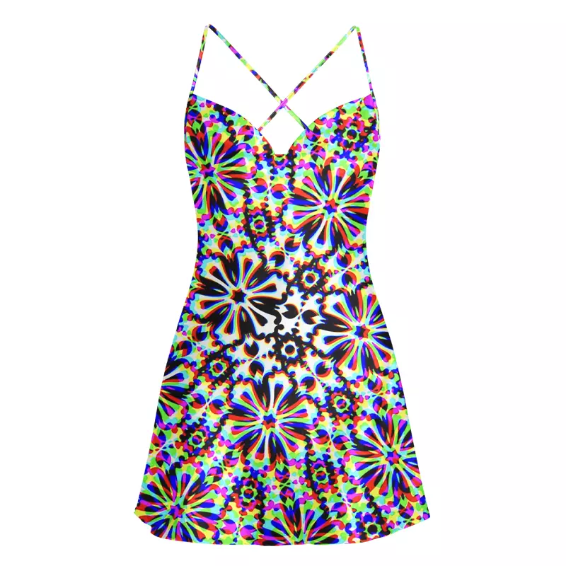 Soulisfree  Chaos Flower Cowl Neck Satin Mini Dress