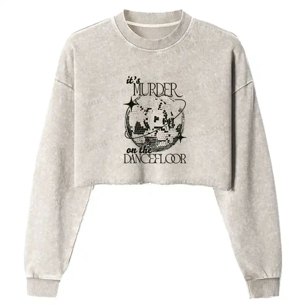 Flashing Light Ball Washed Cropped Sweatshirt