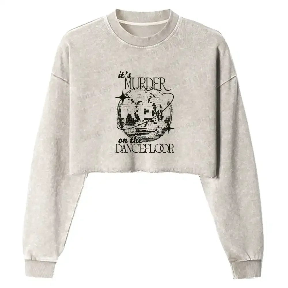 Flashing Light Ball Washed Cropped Sweatshirt