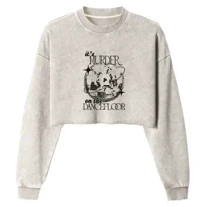 Flashing Light Ball Washed Cropped Sweatshirt