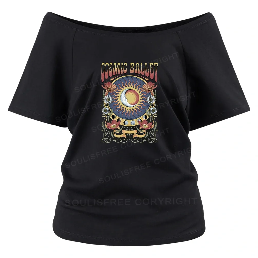 Designed Psychedelic Ballet Off Shoulder Top