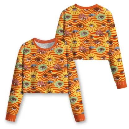 Flower Vision Cropped Ugly Christmas Sweater