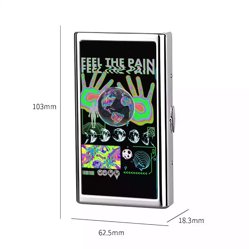 Soulisfree Neon Earth Handprint Emotional Resonance Metal Pocket Case