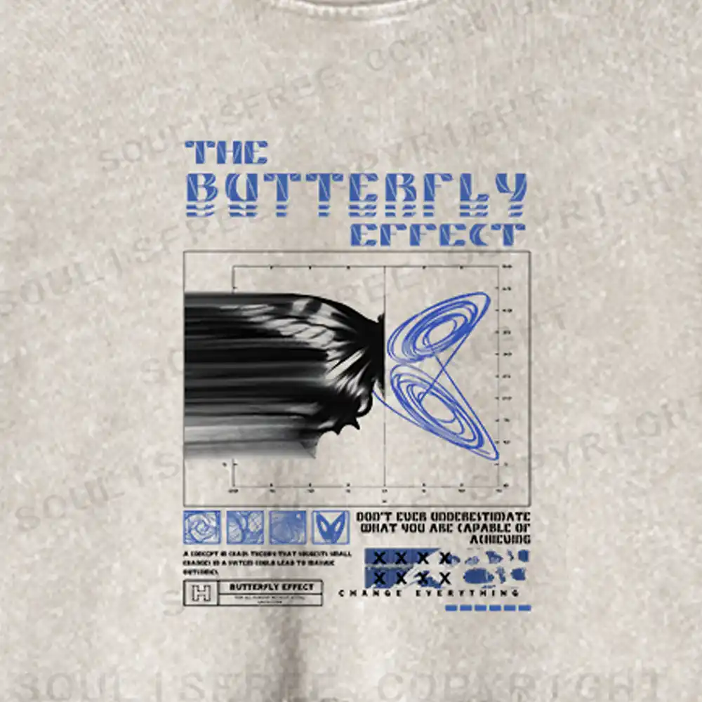 Chaos in Motion Washed T-shirt Washed Cropped Sweatshirt