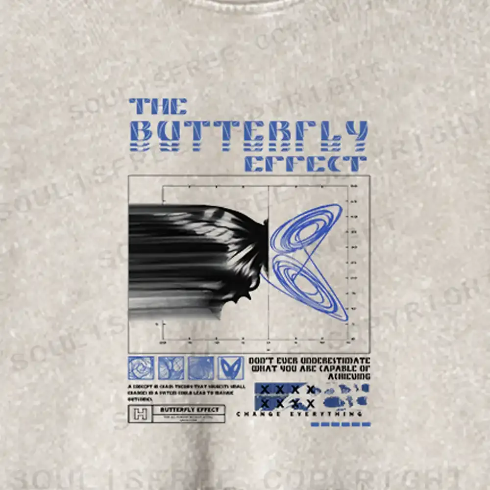 Chaos in Motion Washed T-shirt Washed Cropped Sweatshirt