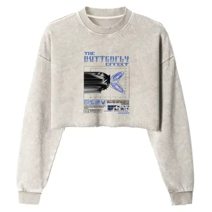 Chaos in Motion Washed T-shirt Washed Cropped Sweatshirt