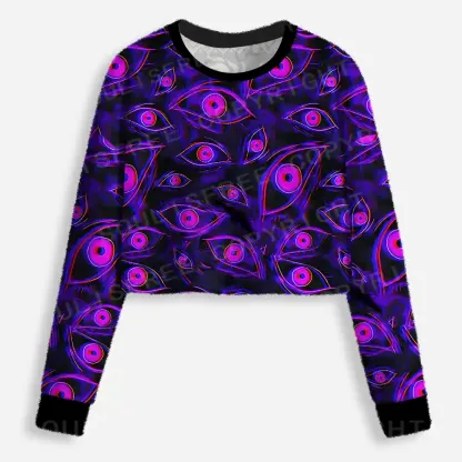 Neon Eyes of the Universe Cropped Ugly Christmas Sweater