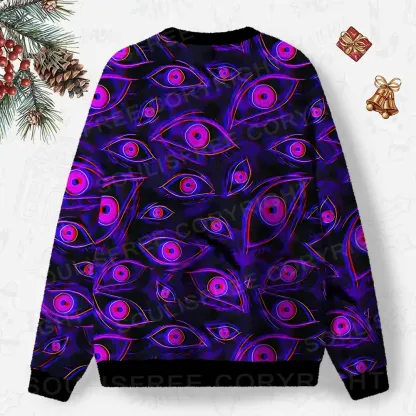Neon Eyes of the Universe Ugly Christmas Knit Sweatshirt