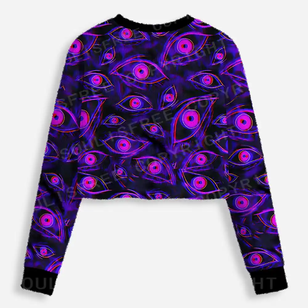 Neon Eyes of the Universe Cropped Ugly Christmas Sweater