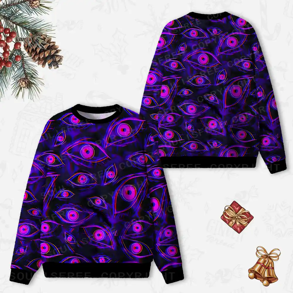 Neon Eyes of the Universe Ugly Christmas Knit Sweatshirt