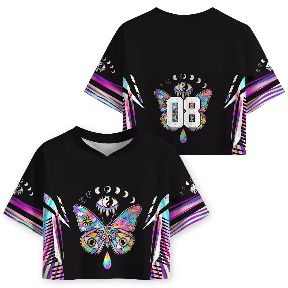 Soulisfree  Third Eye Butterfly Cropped Mesh Jersey