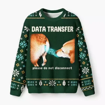 Soulisfree Data Transfer Dogs Fuzzy Crewneck Sweater