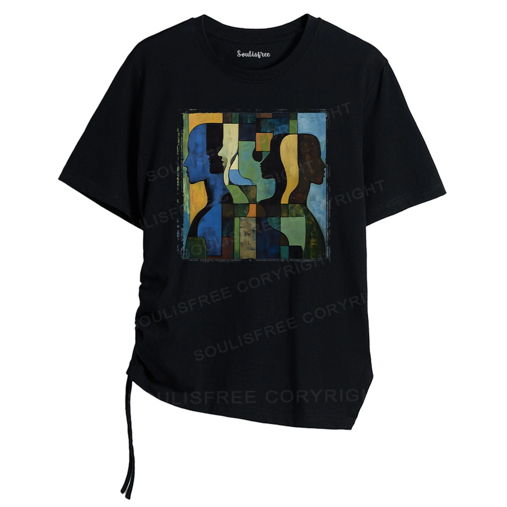 Great Thinker Asymmetrical Top With Side Drawstring