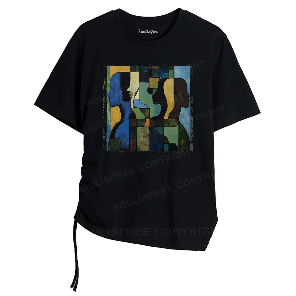 Great Thinker Asymmetrical Top With Side Drawstring