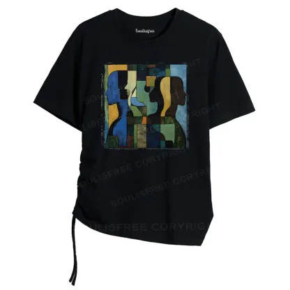 Great Thinker Asymmetrical Top With Side Drawstring