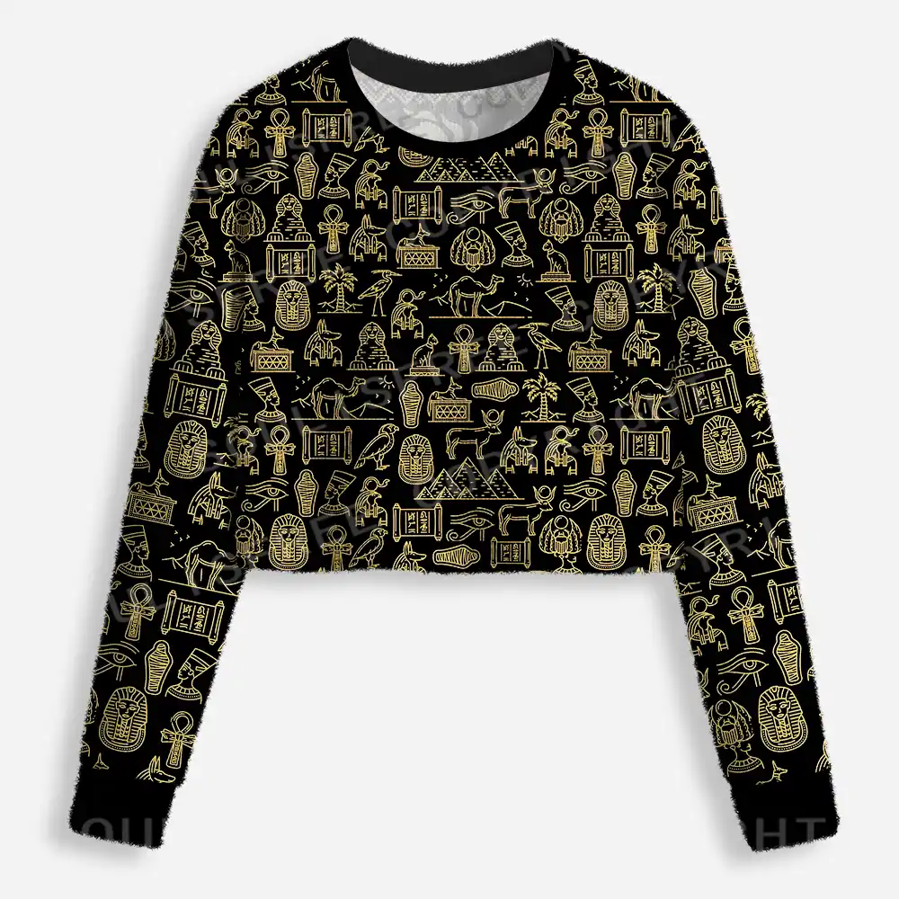 Symbols of the Nile Cropped Ugly Christmas Sweater