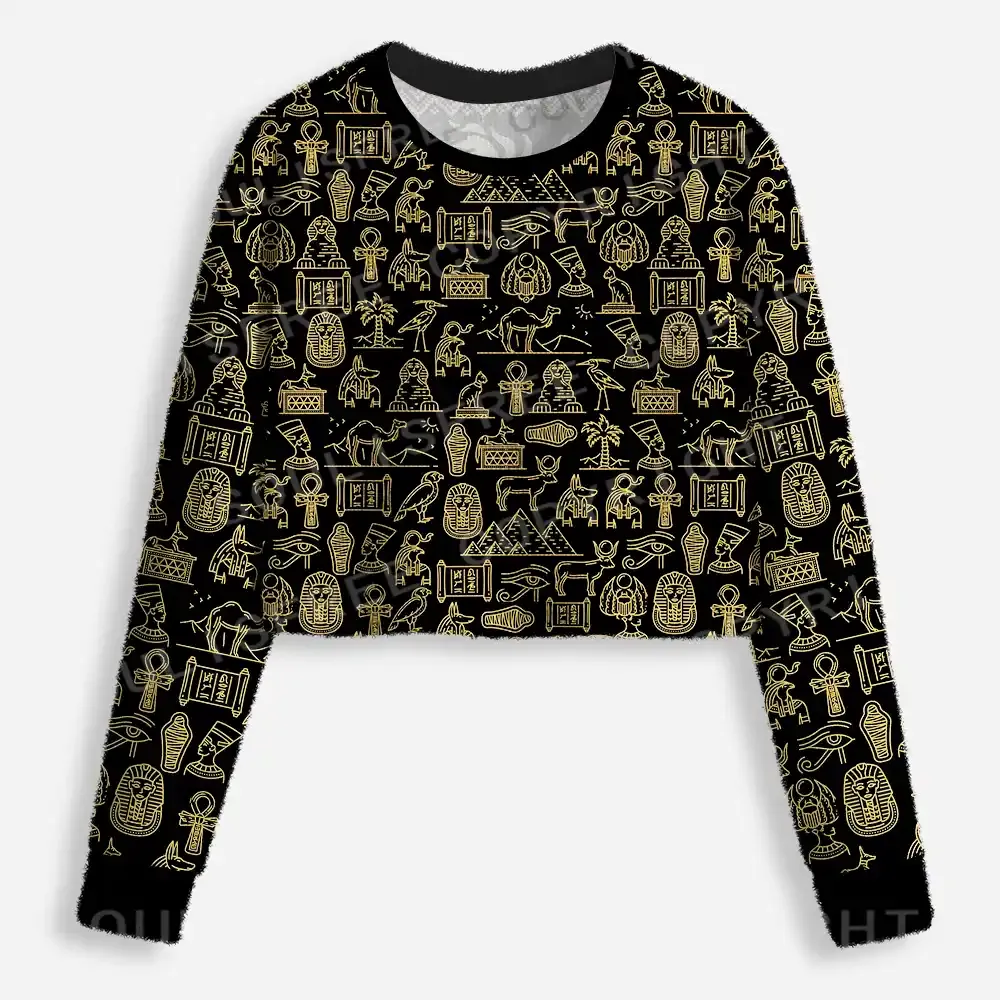 Symbols of the Nile Cropped Ugly Christmas Sweater