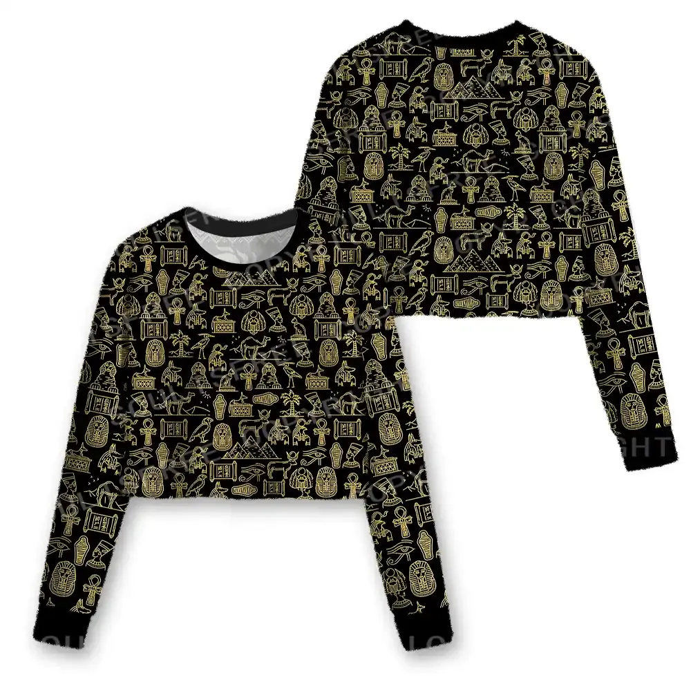 Symbols of the Nile Cropped Ugly Christmas Sweater