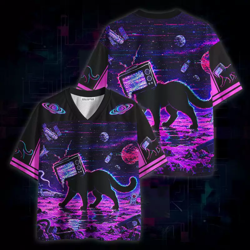 Soulisfree Glitch Cat in Space Mesh Jersey