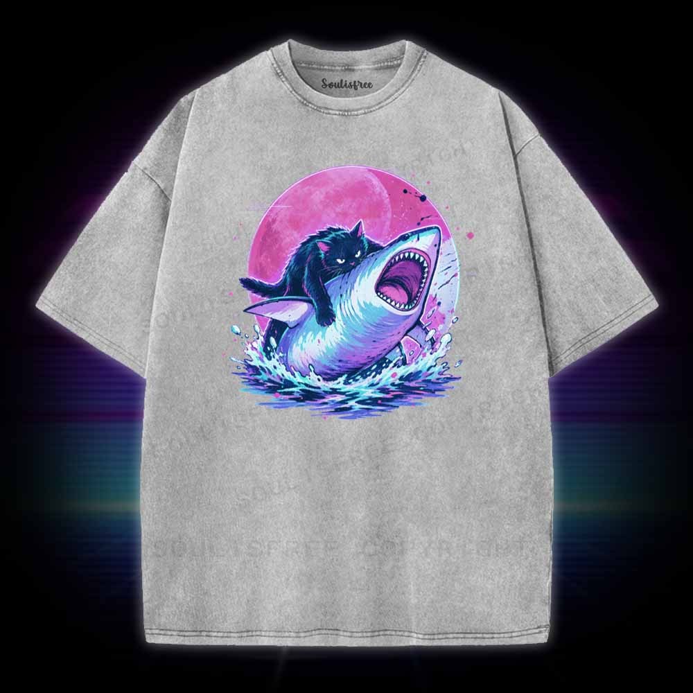 Soulisfree Fat Cat Vs Shark Washed Tee