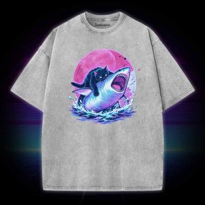 Soulisfree Fat Cat Vs Shark Washed Tee