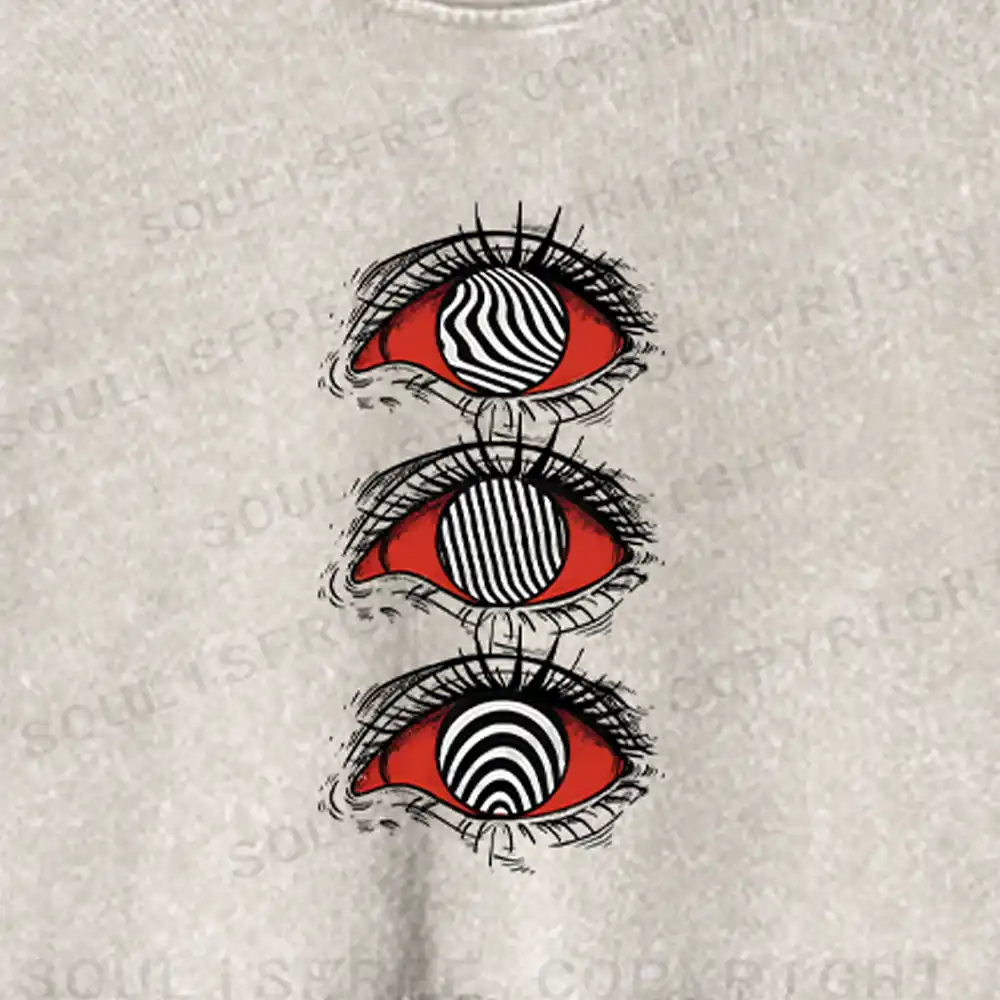 Psychedelic Eye Washed Cropped Sweatshirt