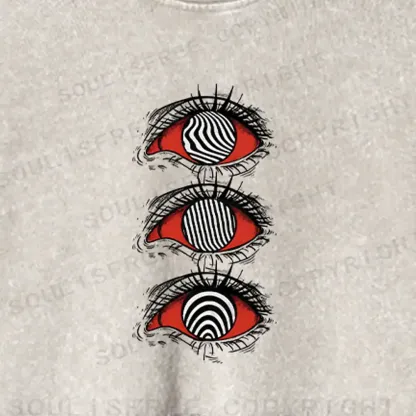 Psychedelic Eye Washed Cropped Sweatshirt