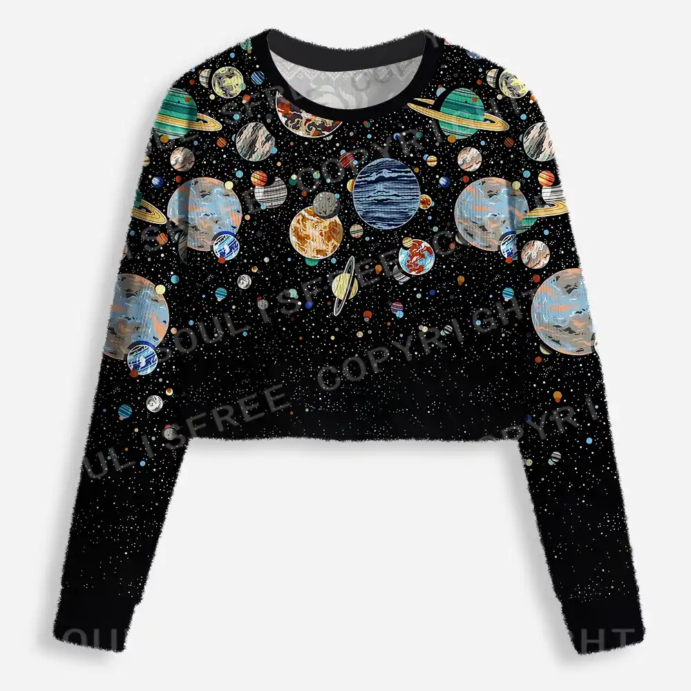 Cosmic Orbit Cropped Ugly Christmas Sweater