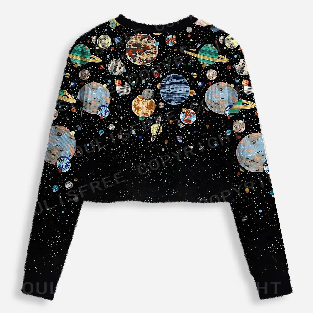Cosmic Orbit Cropped Ugly Christmas Sweater