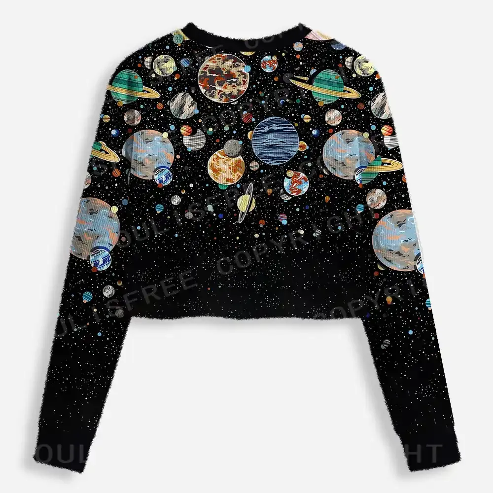 Cosmic Orbit Cropped Ugly Christmas Sweater
