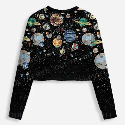 Cosmic Orbit Cropped Ugly Christmas Sweater