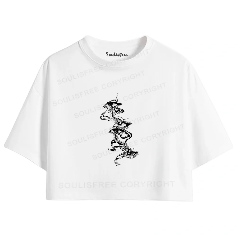 Designed Psychedelic Eyes Crop Top