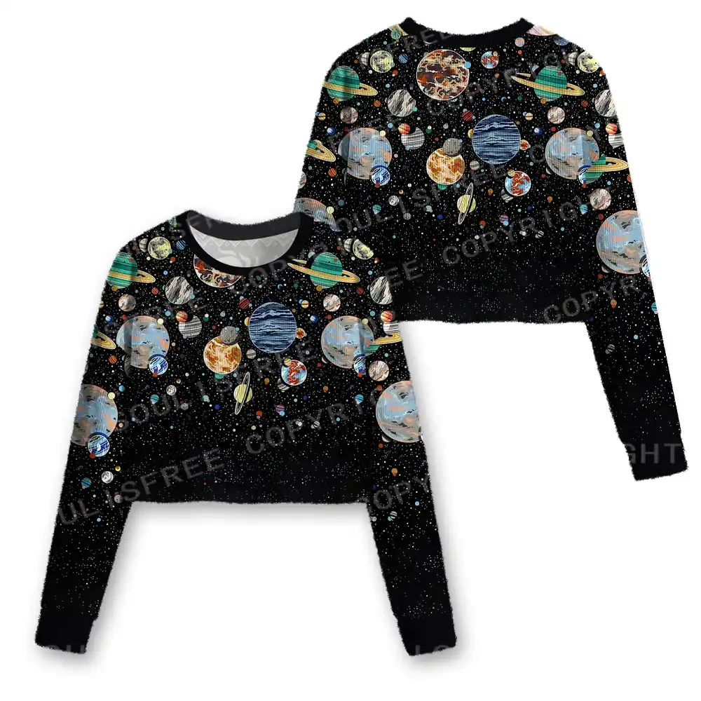 Cosmic Orbit Cropped Ugly Christmas Sweater