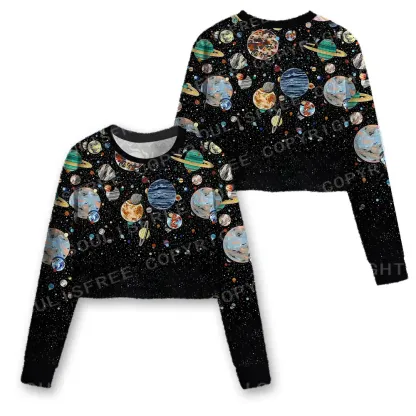 Cosmic Orbit Cropped Ugly Christmas Sweater
