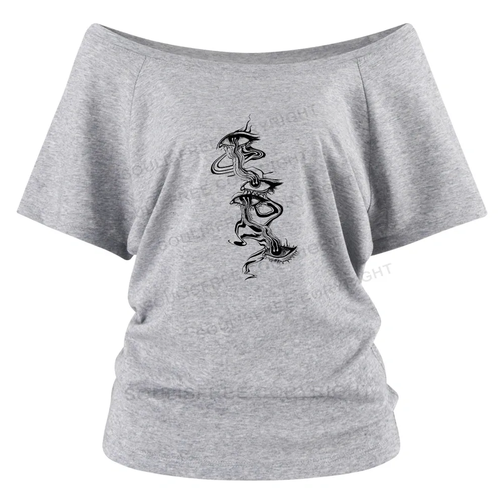 Designed Psychedelic Eyes Off Shoulder Top