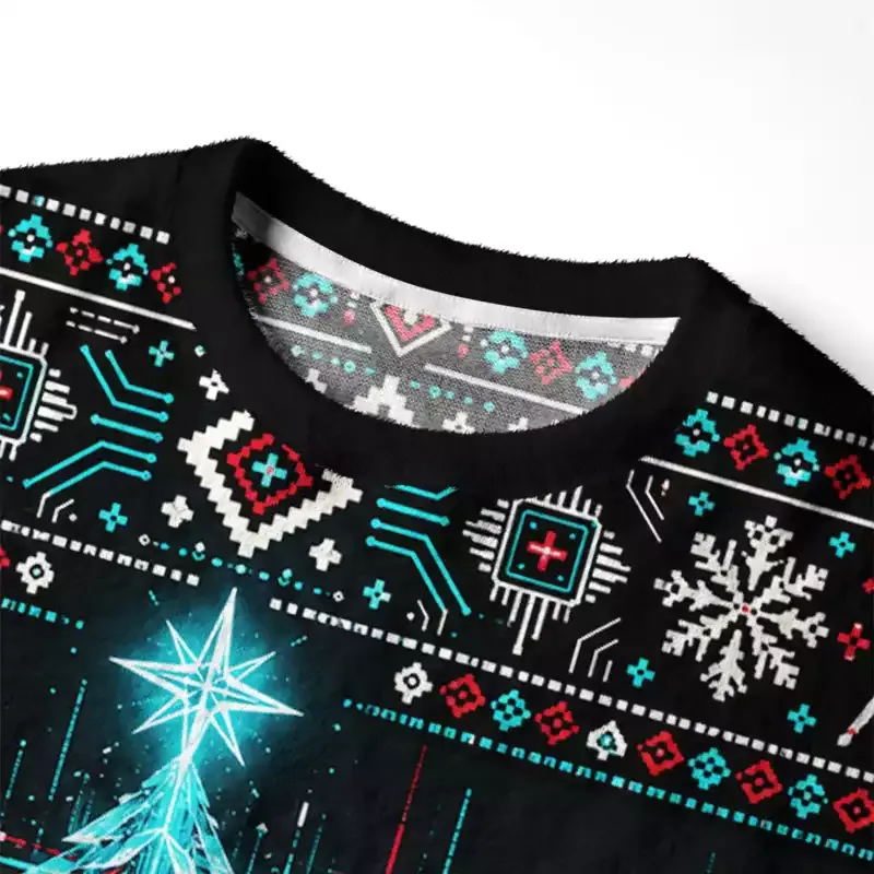 Soulisfree Merry Glitchmas Fuzzy Crewneck Sweater