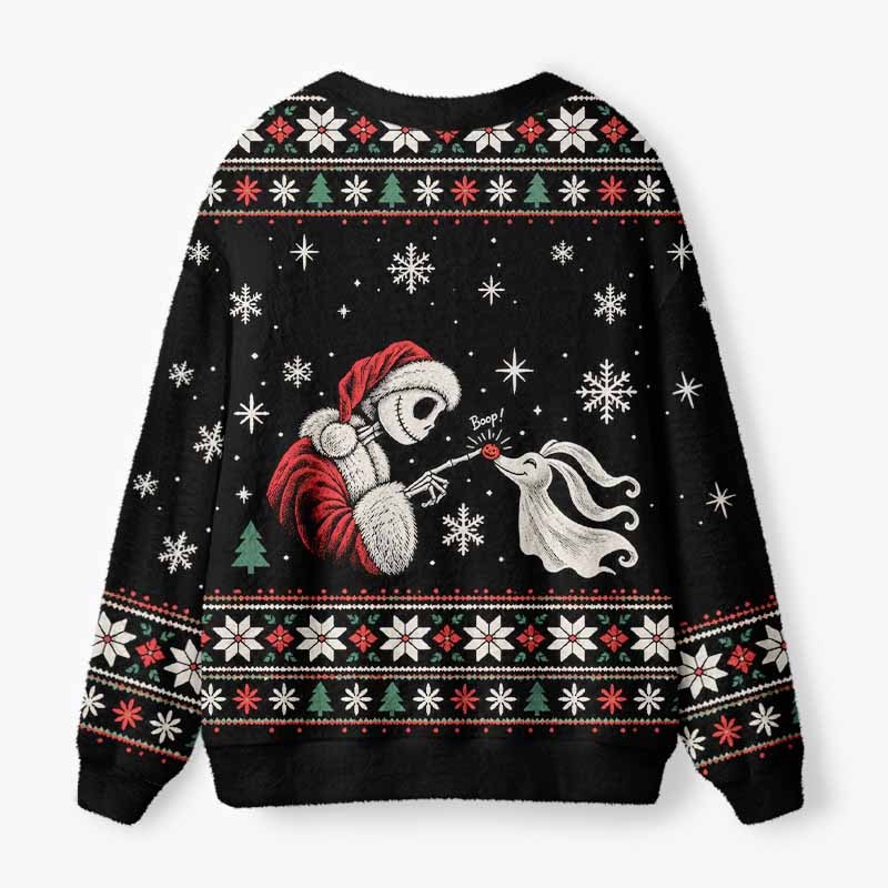 Soulisfree Nightmare Christmas Fuzzy Cardigan Sweater