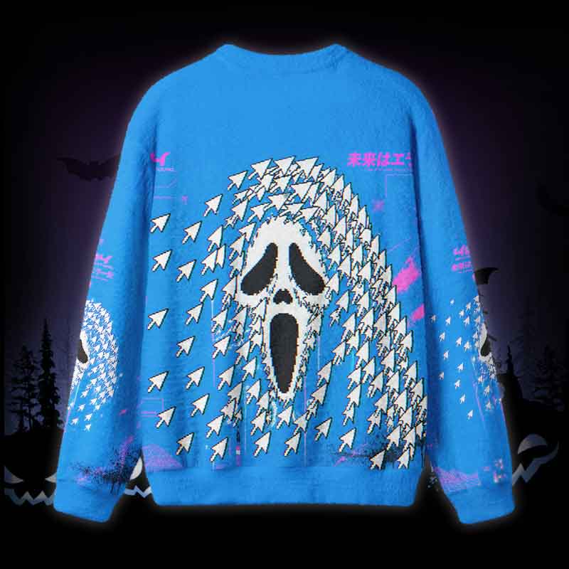 Soulisfree Cursor Scream Glitc Fuzzy Crewneck Sweater