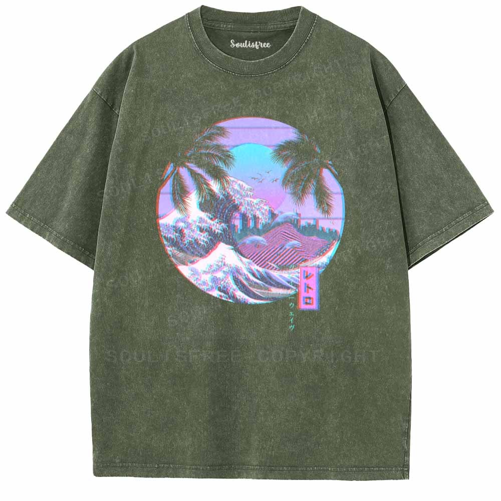 Soulisfree Hokusai Fuji Sunset Washed Tee