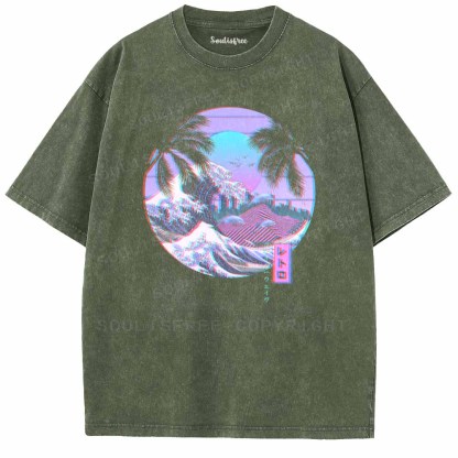 Soulisfree Hokusai Fuji Sunset Washed Tee