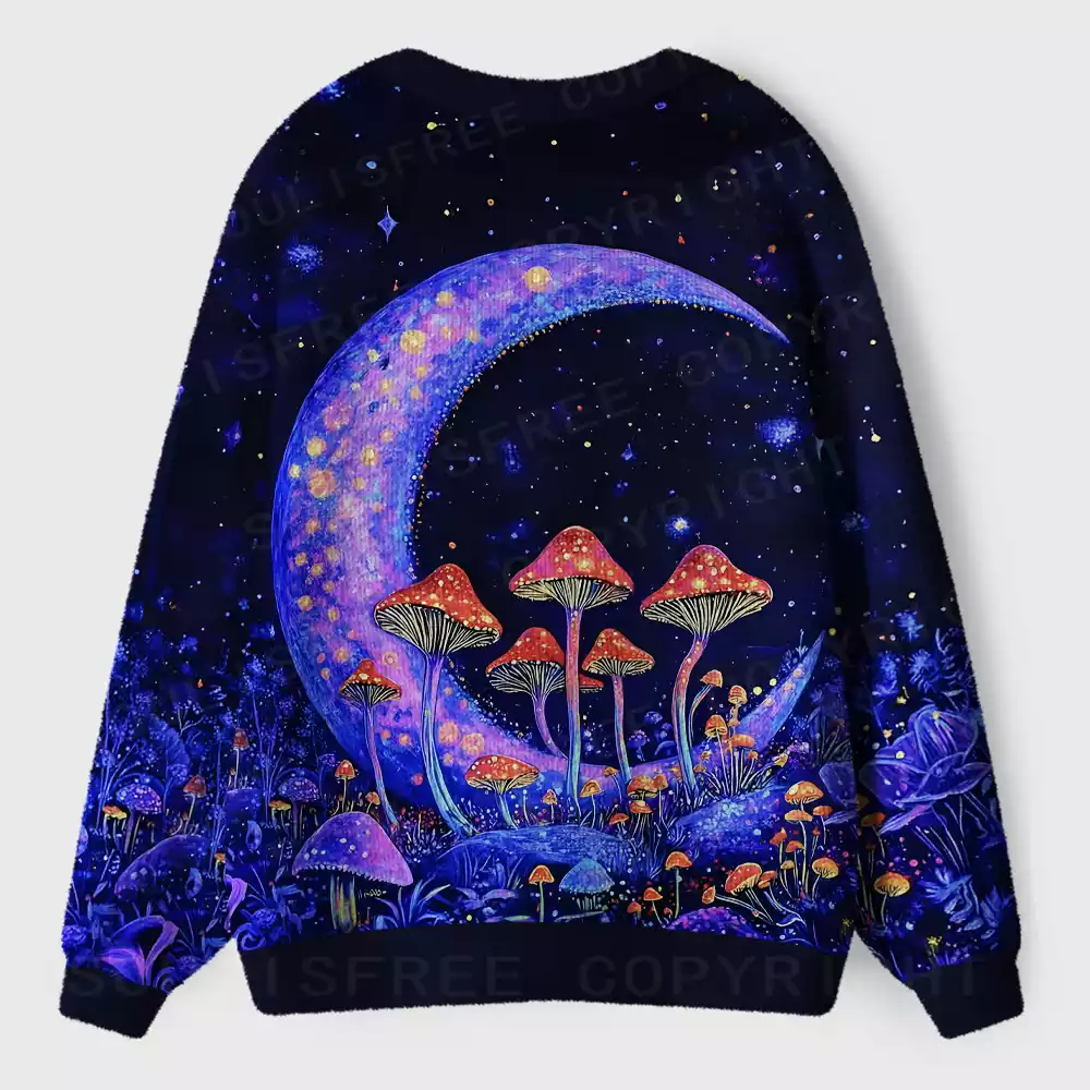 Neon Fungal Lunar Realm Ugly Cardigan Sweaters 