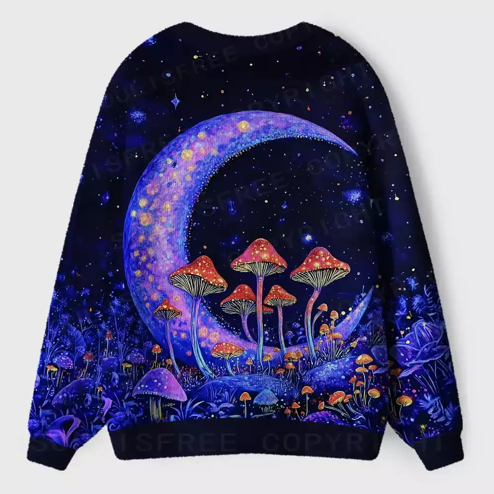 Neon Fungal Lunar Realm Ugly Cardigan Sweaters 