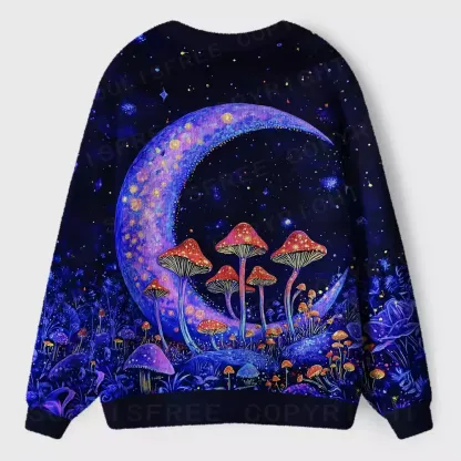 Neon Fungal Lunar Realm Ugly Cardigan Sweaters 