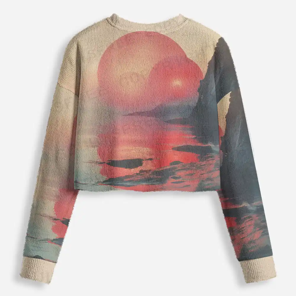 Sunset Serenity: A Moment of Peace Cropped Ugly Christmas Sweater