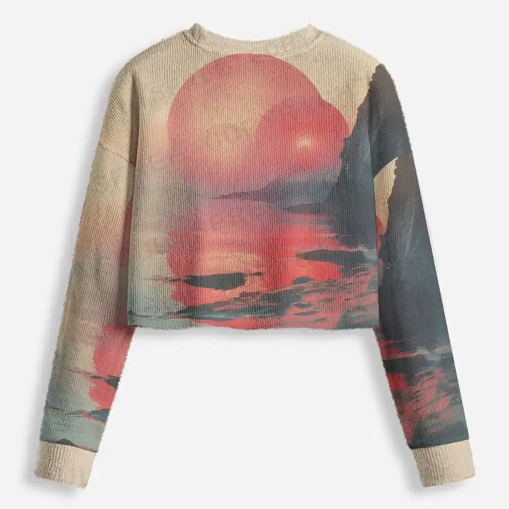 Sunset Serenity: A Moment of Peace Cropped Ugly Christmas Sweater