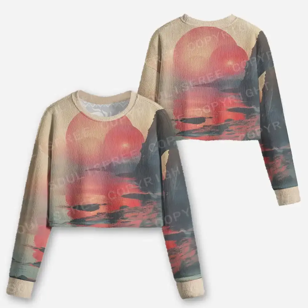 Sunset Serenity: A Moment of Peace Cropped Ugly Christmas Sweater