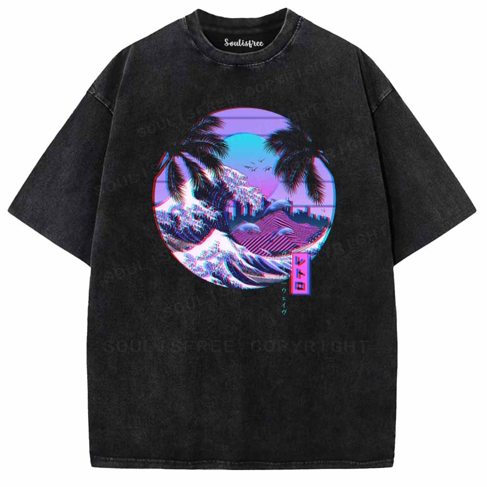 Soulisfree Hokusai Fuji Sunset Washed Tee