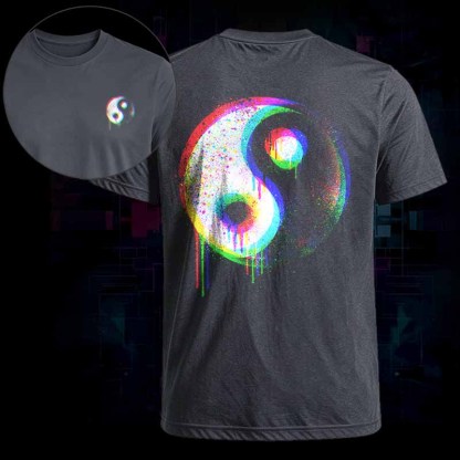 Soulisfree Neon Drip Rainbow Yin Yang Classic Tee