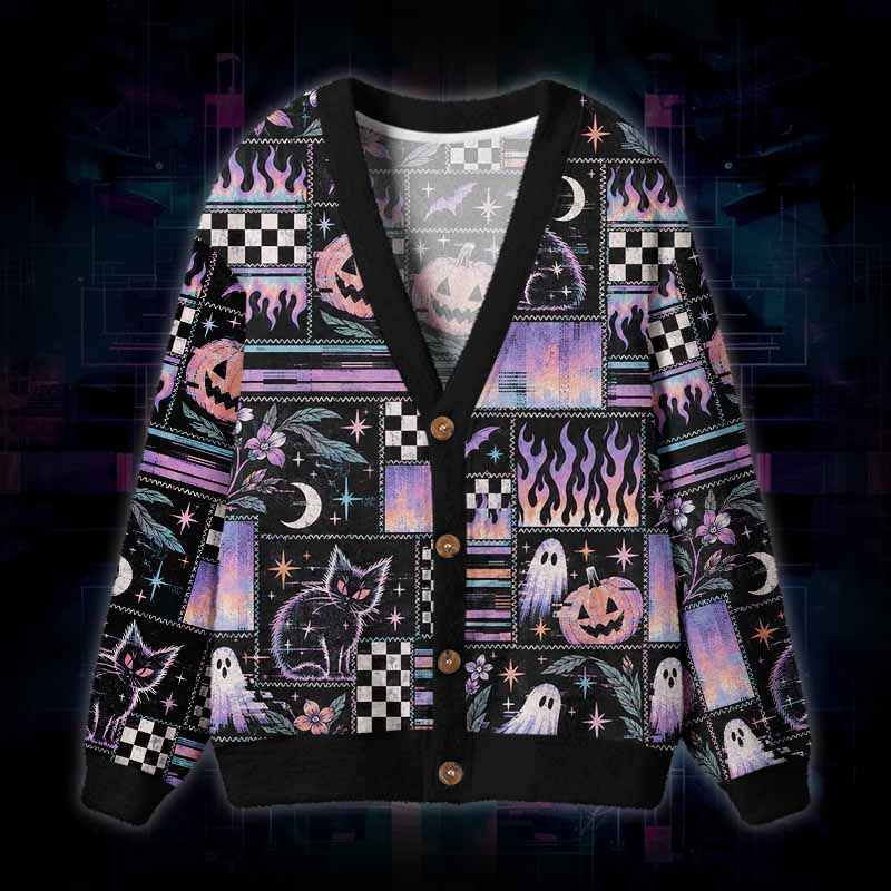 Soulisfree Midnight Mischief Fuzzy Cardigan Sweater 