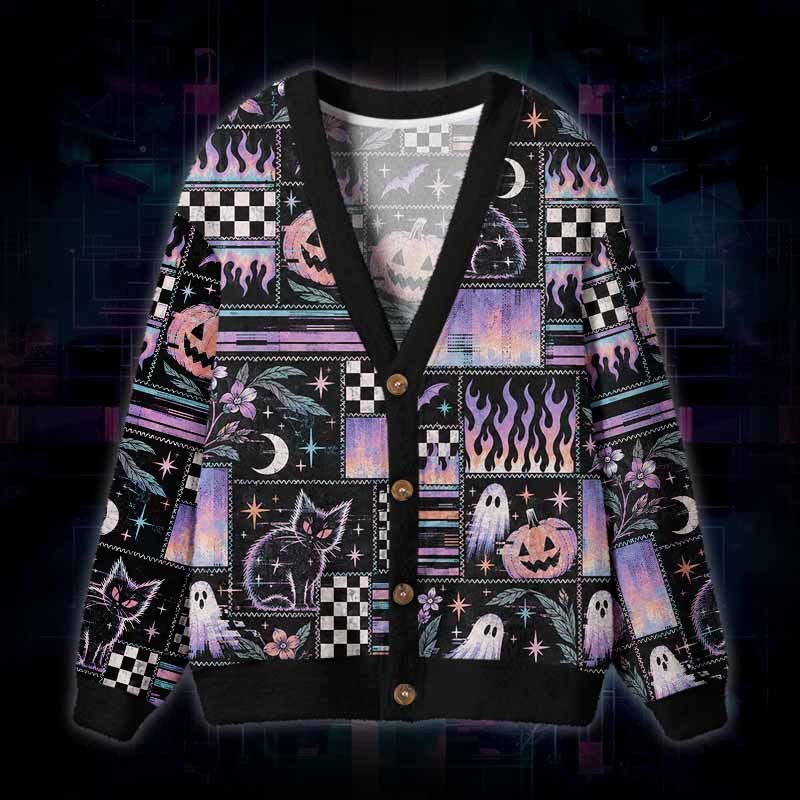 Soulisfree Midnight Mischief Fuzzy Cardigan Sweater